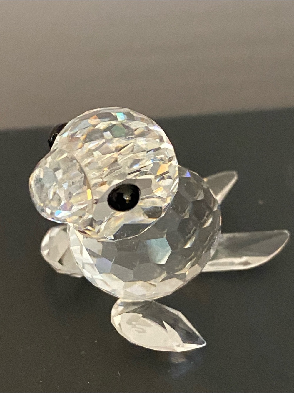 Swarovski Clear Crystal Seal Figurine with Black Eyes